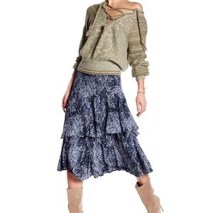 Free People Snake Ruffle Skirt